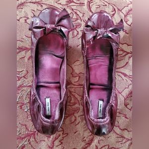 MIU MIU Scrunched Ballerina Bow Shoes Size 39
